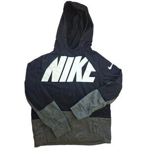 Nike Dri-Fit Black Hoodie XL Kids Sweatshirt - Colorblock Gray Bottom